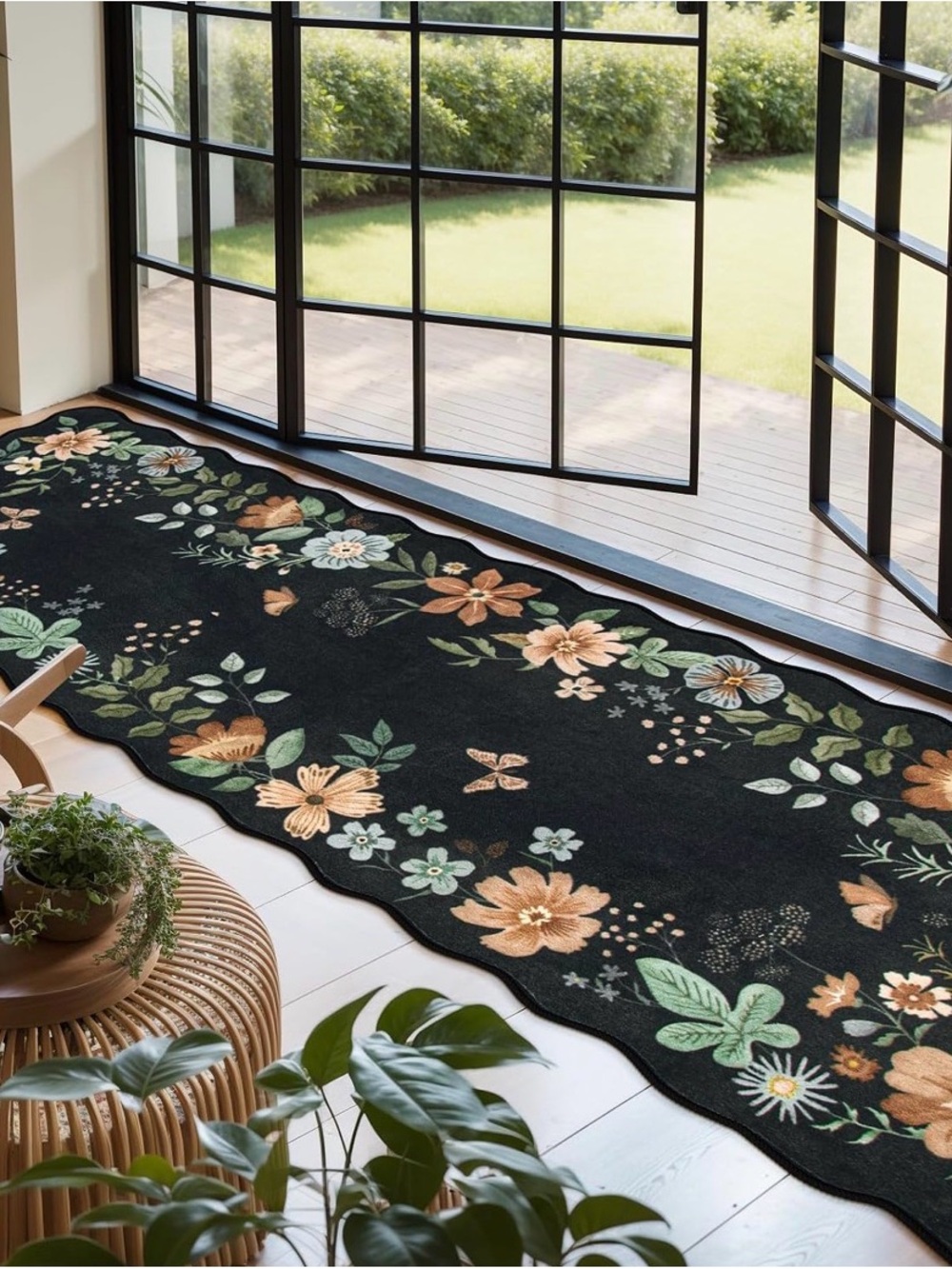 Lahome Floral Runner Rug for Hallways, 2'6''x8' Kitchen Runner Non Slip 055 - Picture 2 of 5